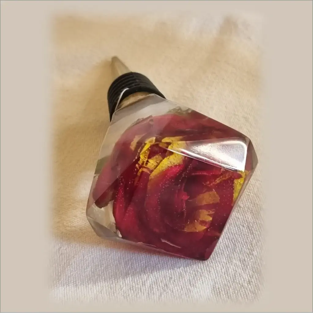 Bouchon diamant - Rose rouge & jaune