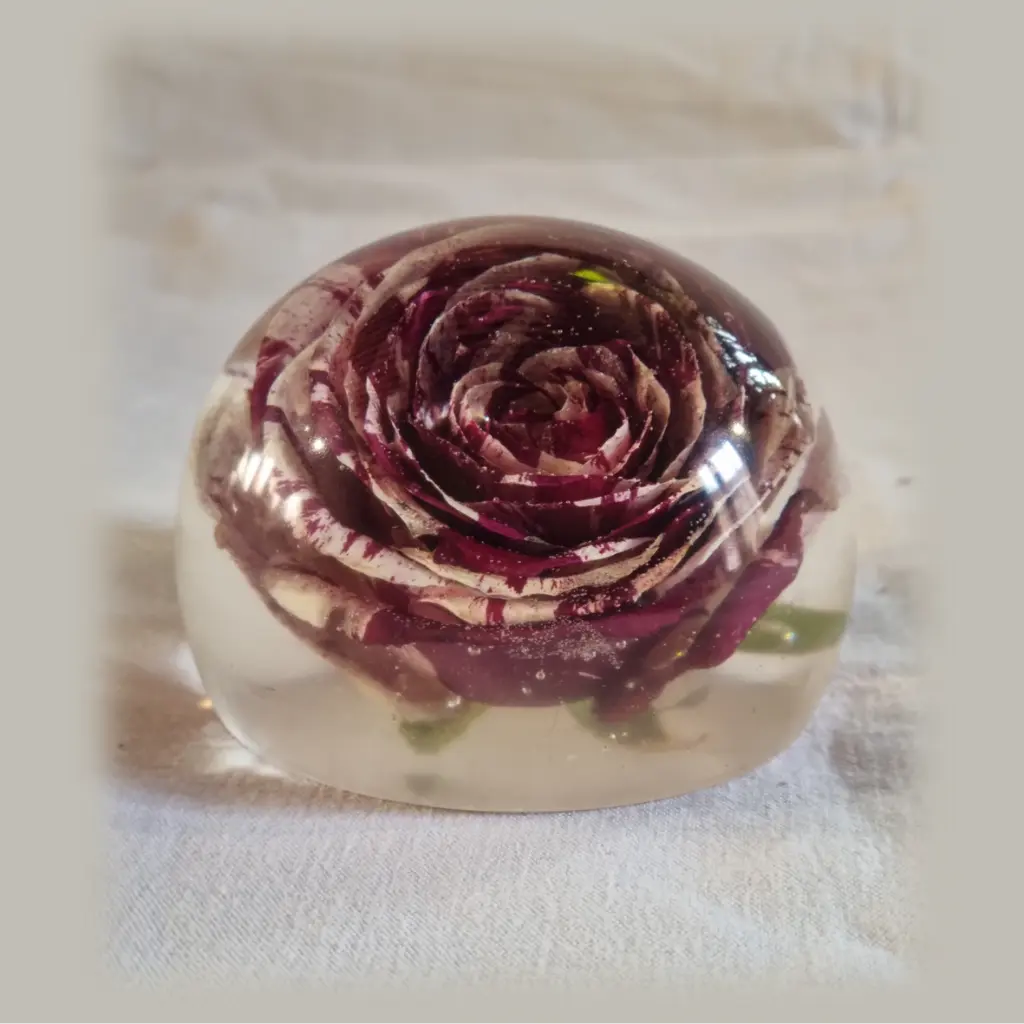 Red & White Rose in Resin