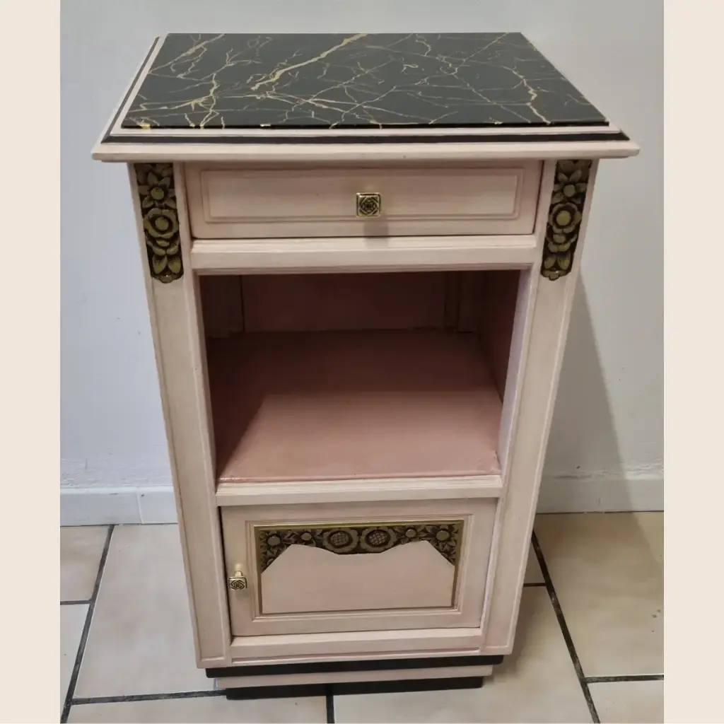 Black, pink & gold bedside table