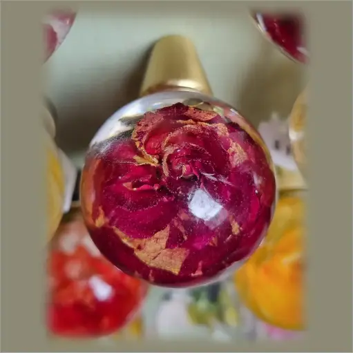 [G30] Bouton de meuble - Rose rouge & jaune