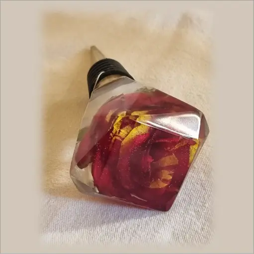 [B2] Bouchon diamant - Rose rouge & jaune